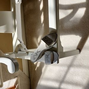 AK Anne Klein Sport Silver Mesh wedge slides
